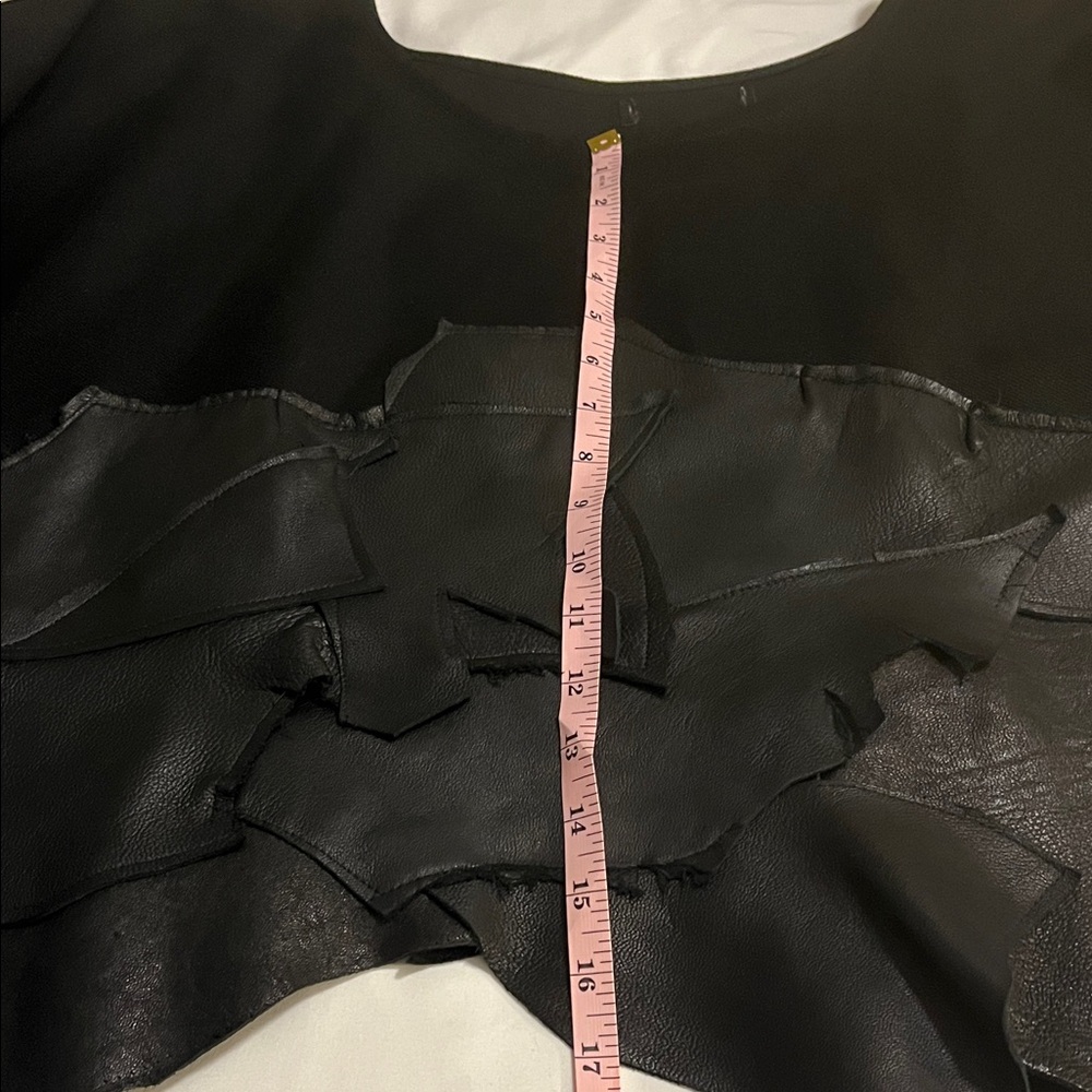 Unique Black Leather Patchwork Long Sleeve Top - image 6